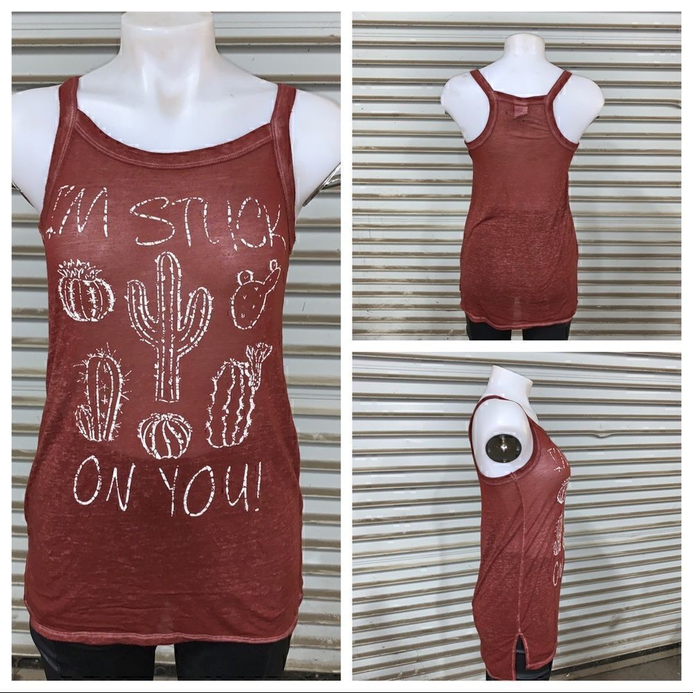 Modern Lux graphic tank cactus I’m stuck on you
